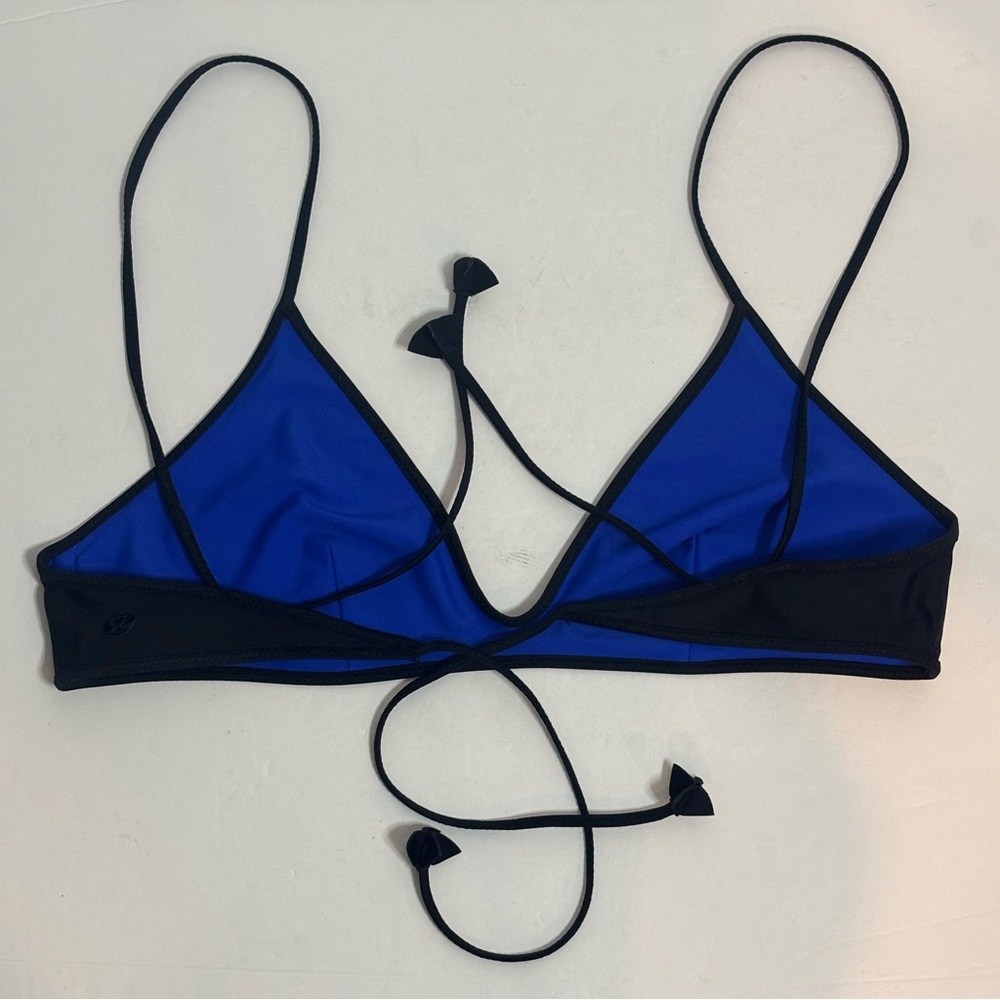 Lululemon Surf To Sand Black Blue Reversible Triangle Convertible Tie Bikini Top - Picture 7 of 9